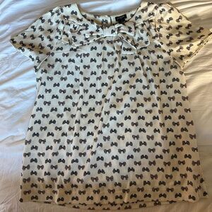 J. Crew Cream and Black Bow Pattern Blouse